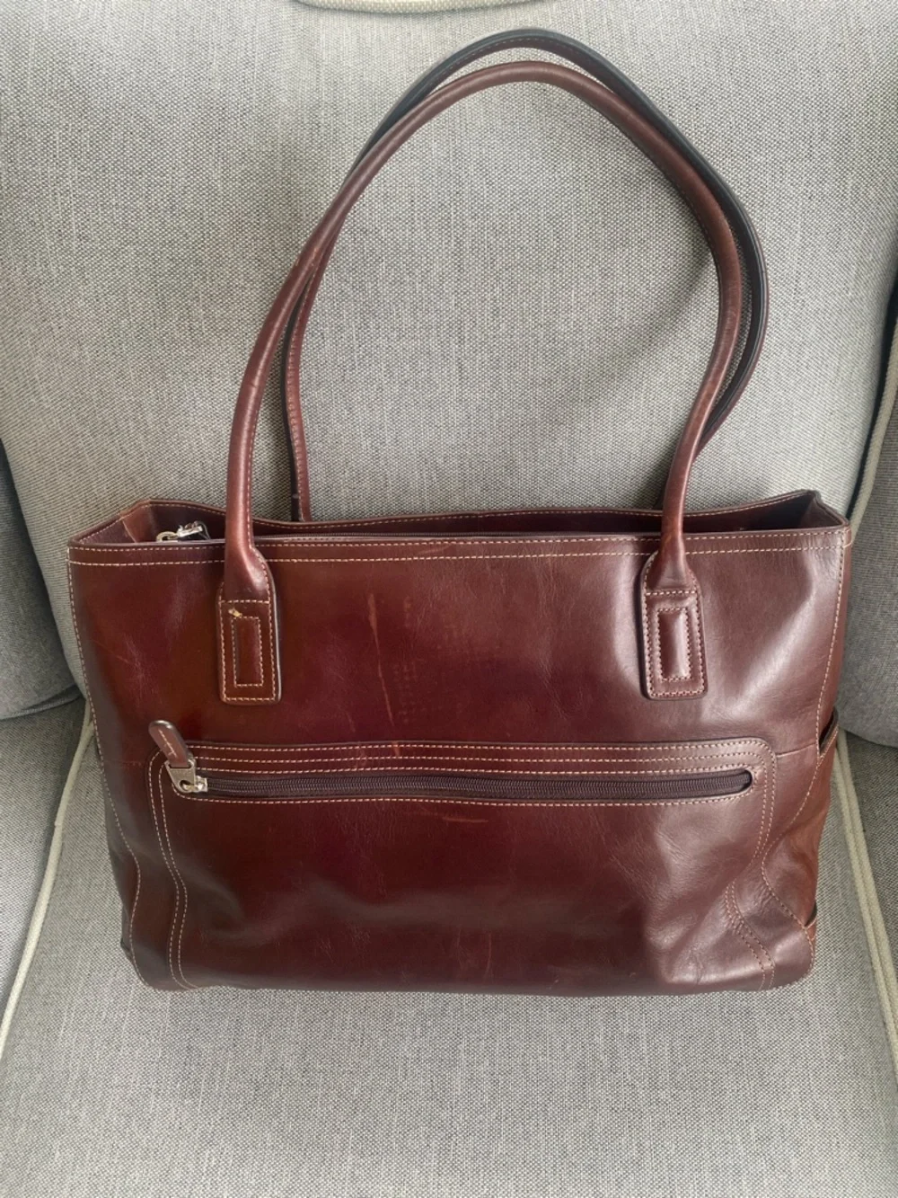 Fossil brown leather business shoulder bag long live vintage since 1954